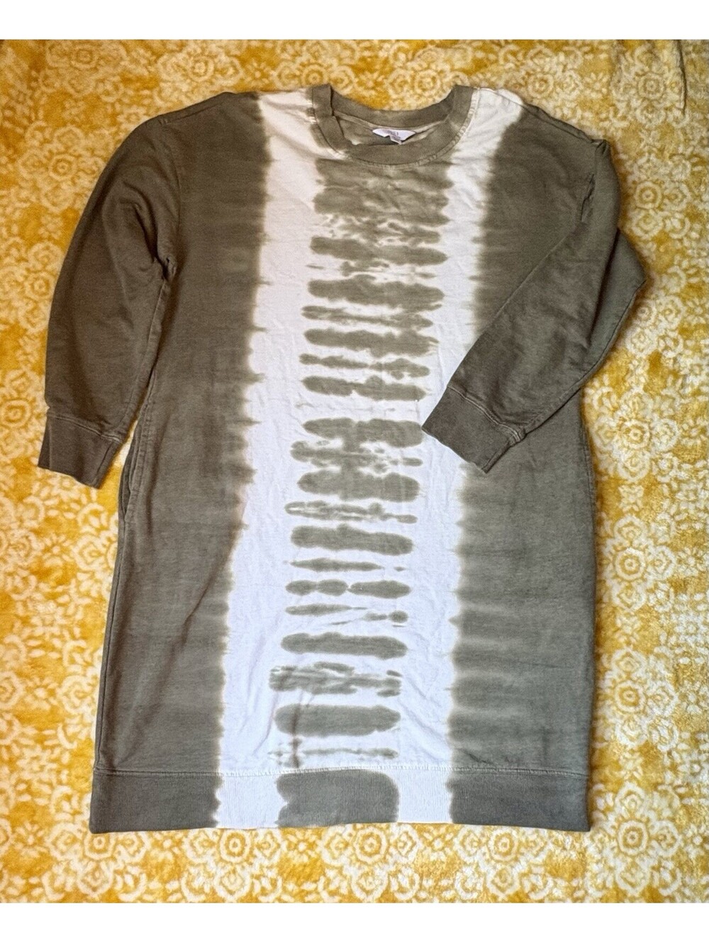 Time and Tru Olive Green Tie-Dye Sweatshirt Dress - Size L (12-14)